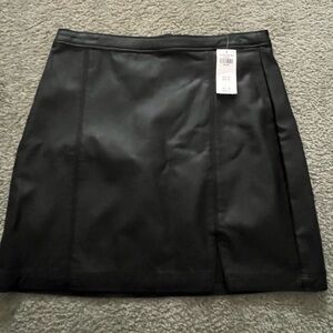 Classic Black Leather Skirt